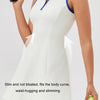 Lapel One-piece Tennis Skirt Quick-drying Breathable Waisted Sports Dress, Size: XL(Green)