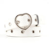 3PCS Narrow Thin Leather Silver Metal Heart Buckle Belts for Women, Belt Length:105cm(WHITE)