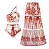 Retro Split Sexy One-Shoulder Swimsuit Chiffon Beach Skirt Swimsuit, Size: L(Red Suit)