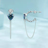 S925 Sterling Silver Platinum-plated Heart-shaped Long Tassel Earrings(SCE1728)