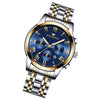 FNGEEN 4006 Men Trendy Waterproof Quartz Watch(Gold Blue Surface)