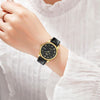 SKMEI 9058 Multifunctional Outdoor Fashion Waterproof Gold Shell Quartz Wrist Watch(Women Style Gold Face Brown Strap)