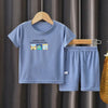 Boys Ice Silk Summer T-Shirt and Shorts Set Clothing Sets, Size: 90cm(Gray blue)