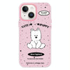 For iPhone 15 Skin Feeling Jelly TPU Hybrid PC Phone Case(Line Dog Pink)