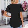 Spring and Summer Square Neck Pleated Short Sleeve Ladies Loose T-Shirt Top, Size: XXL(Black)