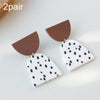 2pair Acrylic Clay Textured Painted Earrings(Black White Spot)