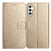For Samsung Galaxy A56 5G Flower Embossed Leather Phone Case(Gold)