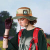 Retro Mountaineering Fisherman Hat Patching Sunscreen Hat Outdoor Cowboy Cap, Size: One Size 55-59cm(Brown Khaki+Army Green)