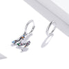 S925 Sterling Silver Colorful Zircon Letters M Asymmetry Women Earrings