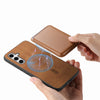 For Samsung Galaxy S25+ 5G Retro Magsafe Card Bag PU Back Cover Phone Case(Brown)