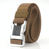 Outdoor Leisure Aluminum Alloy Safety Buckle Belt, Length: 125cm(Dark Khaki)