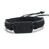 B01916 Men Leather Wolf Head Woven Bracelet(Black)