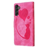 For Samsung Galaxy A56 5G Pen Heart Cat Embossed Leather Phone Case(Pink)