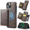 For iPhone 13 DG.MING MAGKING-K2 Series MagSafe RFID Card Bag Detachable Phone Case(Coffee)