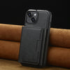 For iPhone 14 / 13 LC.IMEEKE L5 Series Detachable RFID Card Bag Magsafe Phone Case(Black)
