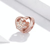S925 Sterling Silver Heart Shaped Pet Paw Print Beads DIY Bracelet Beaded Accessories