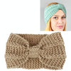 Winter Knitted Headband Turban Women Crochet Bow Wide Stretch Hairband Head Wrap(Khaki)