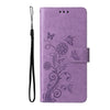 For Redmi K70 / K70 Pro Embossed Butterfly Flowers Leather Phone Case(Purple)