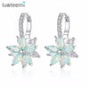 Cute Romantic Lovely Clear Stone Flower Shape Convenient Simple Stud Copper Cubic Zirconia Earrings(Yellow)