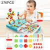 Children Screw-Tightening Electric Drill Toy Manual Assembly Toolbox, Style: 3D + Electric Drill+ Charger (276 PCS)