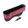 Car Central Control Seat Gap Storage Box with Dual USB Ambient Lights, Color: Suede Wine Red Principal Driver