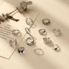 12pcs/set Dazzling Color Gemstone Butterfly Frog Heart Ring(SKU5718)