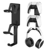 For Xbox / PS5 / Switch 3 In 1 Dual Controller, Earphone Wall Mount Storage Bracket With Anti-Slip Pad(Black)