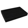 Velvet Case Jewelry Display Holder Organizer Rings Earrings Storage Tray(Black)
