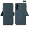 For Samsung Galaxy A26 5G Side-Magnetic TJ Genuine Leather RFID Phone Case(Green)