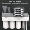 Free Punching Toothbrush Holder Set Bathroom Shelf, Style:2 Cups(Gray)