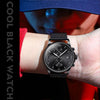 OLEVS 2886 Men Sports Chronograph Waterproof Luminous Quartz Watch(Black Silver Mesh Strip)