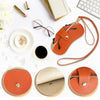 Portable Anti-Scratch And Wear-Resistant PU Leather Eyeglasses Bag Sunglasses Storage Case, Style: Neck Strap+Handle Model Orange