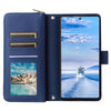 For Samsung Galaxy A33 5G Nine-card Slots Zipper Wallet Bag Leather Phone Case(Blue)