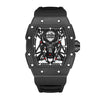 BAOGELA 224145 Barrel Skeleton Waterproof Sports Stainless Steel Silicone Men Watch(Black Shell Black Belt)