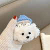For AirPods Pro Cute Plush Puppy Bluetooth Earphone Protective Case(Blue White)
