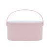 Portable Cosmetic Case Cosmetic Storage Box with Handle & Makeup Mirror & Table Lamp (Pink)