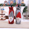 Christmas Machine Embroidered Faceless Old Man Wine Bottle Bags Table Decorations(Red)