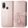 For Alcatel 1L 2021 Four-leaf Clasp Embossed Buckle Mobile Phone Protection Leather Case with Lanyard & Card Slot & Wallet & Bracket Function(Rose Gold)