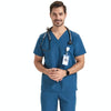 Men Grooming Pet Dental Work Clothes Short-Sleeved Top + Pants Set, Size: XXXL(Tibetan Blue)