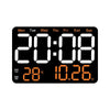 Multifunctional LED Digital Display Electronic Wall Clock Living Room Silent Alarm Clock, Color: Orange