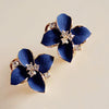 Women Camellia Of Design Bohemian Earrings(Blue with White crystal)