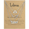 3 In 1 12 Zodiac Signs Necklace Set Retro Alphabet Symbols With Diamonds Jewelry Set, Style: Libra Silver