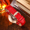 CAGARNY 6812 Concise Style Ultra Thin Quartz Wrist Watch with Leather Band for Women(Red Band)
