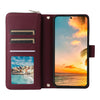 For Samsung Galaxy S22+ 5G Nine-card Slots Zipper Wallet Bag Leather Phone Case(Wine Red)