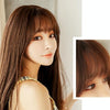 Realistic Long Straight Hair Wig Synthetic Fiber Headgear For Women, Style:Short Cold Brown 45CM