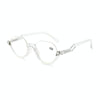 Diamond Studded Cat Eye Presbyopic Glasses Half-frame Fish-filament Glasses Unisex, Degree: +350(Transparent)