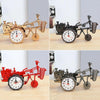 K0931 Retro Clock Ornaments Office Desk Pen Tube Tractor Model Children Toy Alarm(Golden)
