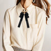 Ladies Court Style Cloth Brooch Lace Bow-knot Bow Tie Costume Accessories, Style:Tie Belts Version(Black)