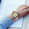 Stainless Steel Wrist Watchs Crystal Quartz Bracelet Watch(Gold)