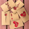Retro Kraft Paper Hollowed Love Greeting Card Valentine Day Message Card(Carnation)